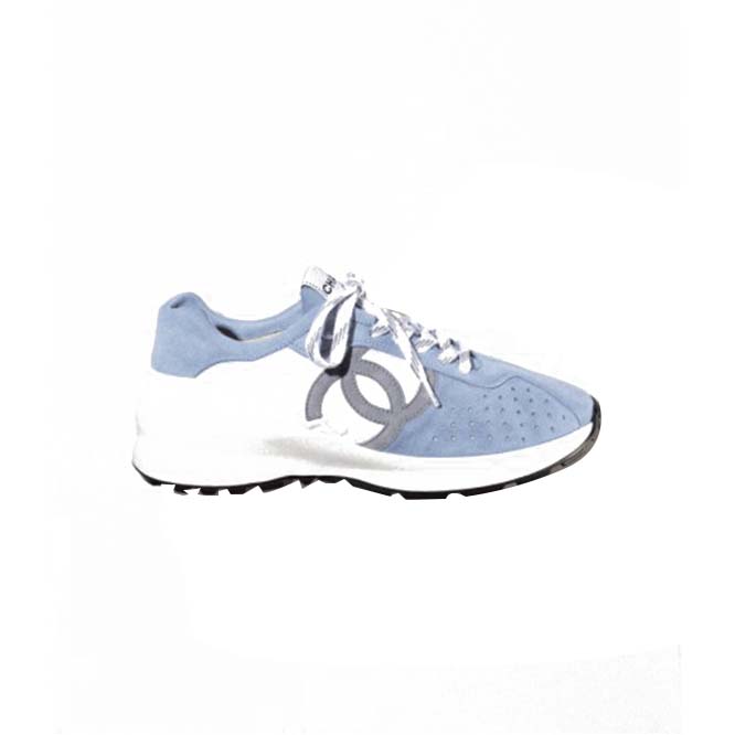 Ch*el sneakers fabric & suede kidskinblue & white g39074 y55825 k4274